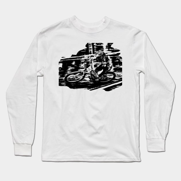 mtb downhill Long Sleeve T-Shirt by rickylabellevie